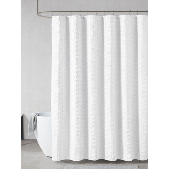 Madison Park Quade White 72 inch Woven Clipped Shower Curtain MP70-6707 - Picture 2 of 5